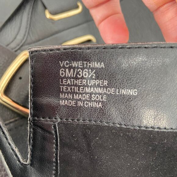 Vince Camuto Boots Womens 6 Black Leather Mid Calf Moto Harness Side Zip - Picture 8 of 13